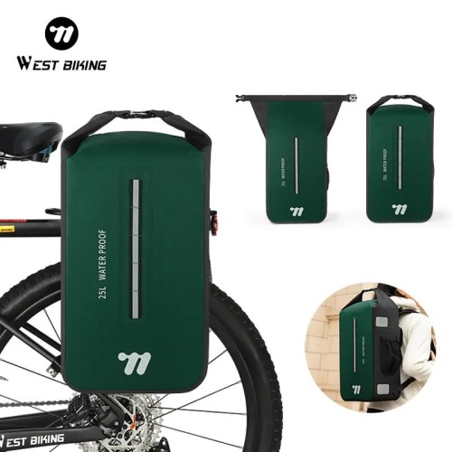 Torba sakwa do roweru czarno/zielona