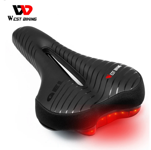 WYGODNE ŻELOWE SIODEŁKO ROWEROWE Z OŚWIETLENIEM